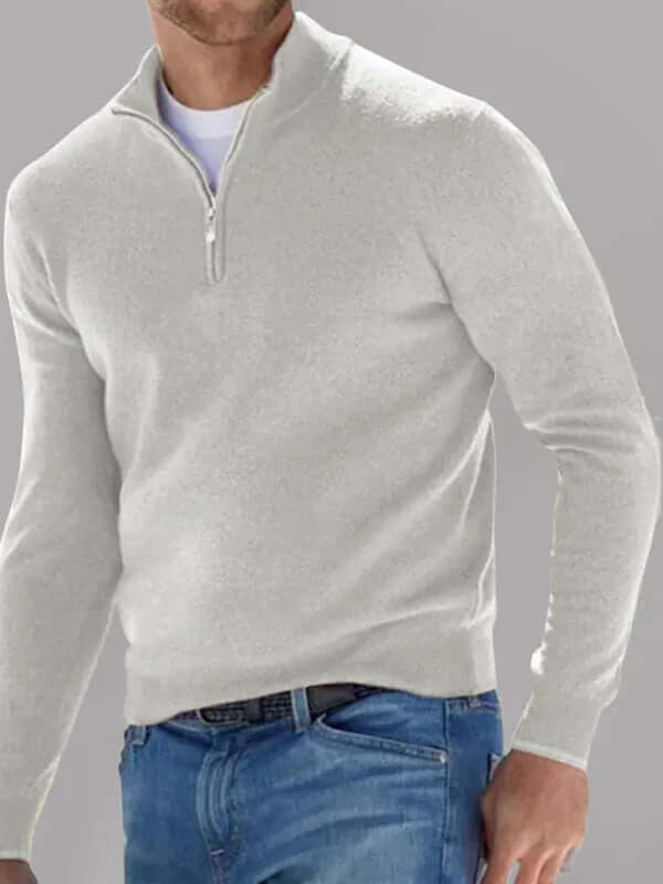 Long Sleeve V Neck Wool Fleece Zipper Men's Pullover kakaclo