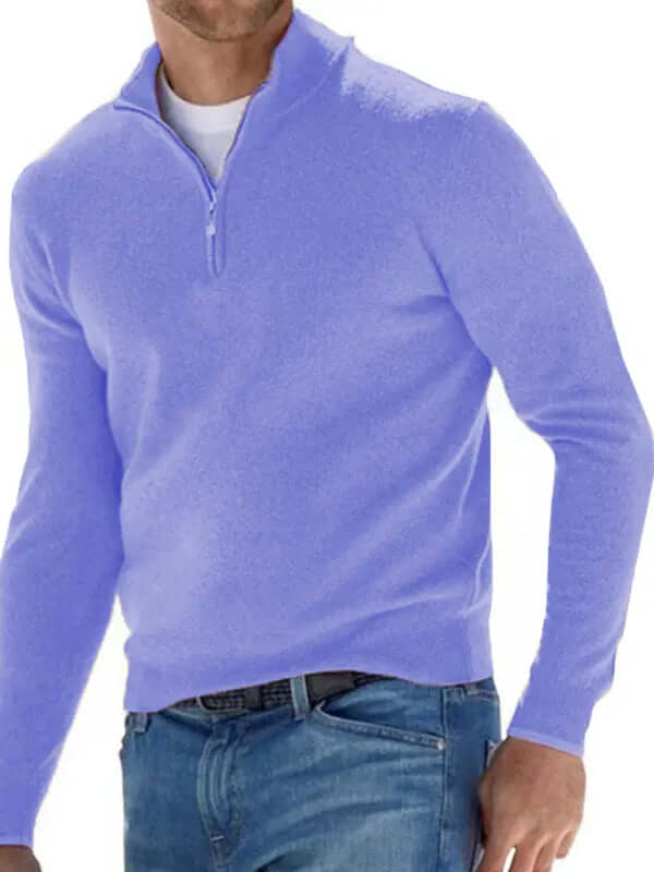 Long Sleeve V Neck Wool Fleece Zipper Men's Pullover kakaclo