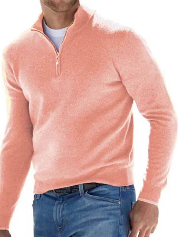 Long Sleeve V Neck Wool Fleece Zipper Men's Pullover kakaclo