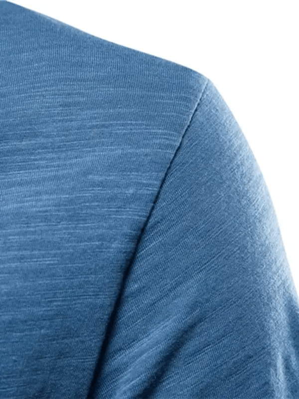 Men's New Solid Color Slub Cotton V-Neck Short Sleeve T-Shirt kakaclo