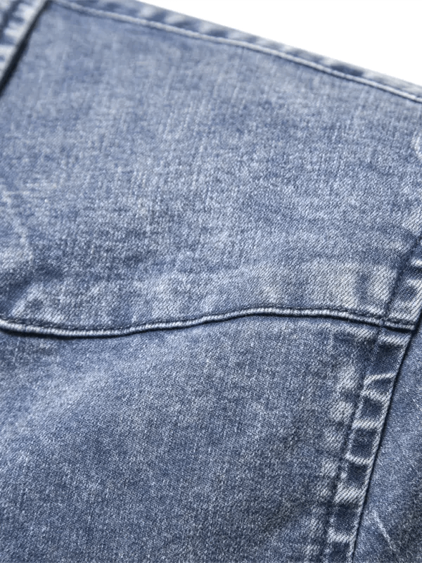 Men's casual distressed denim long sleeve shirt kakaclo