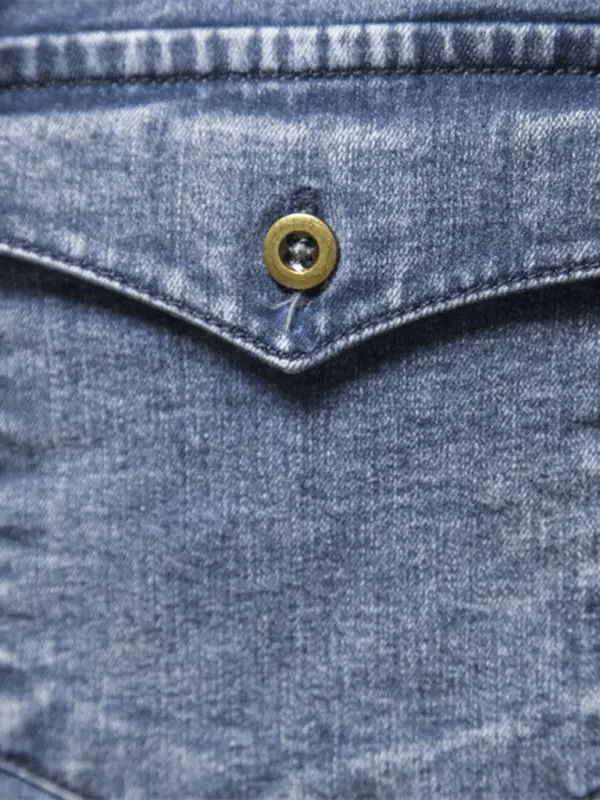 Men's casual distressed denim long sleeve shirt kakaclo