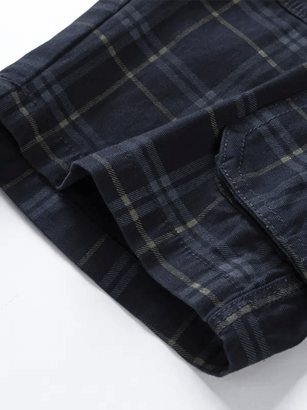 Men's shorts casual sportswear shorts simple plaid slim fit mid-length pants with multiple pockets kakaclo