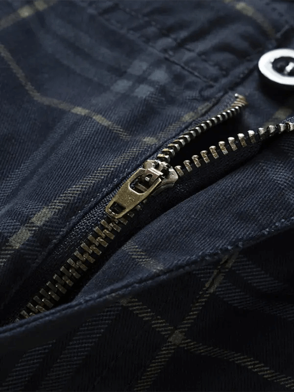 Men's shorts casual sportswear shorts simple plaid slim fit mid-length pants with multiple pockets kakaclo