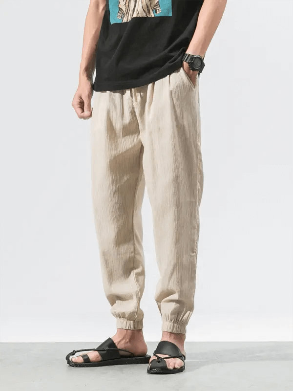 Men's Linen Pants Fashion Haren Pants Drawstring Pants kakaclo