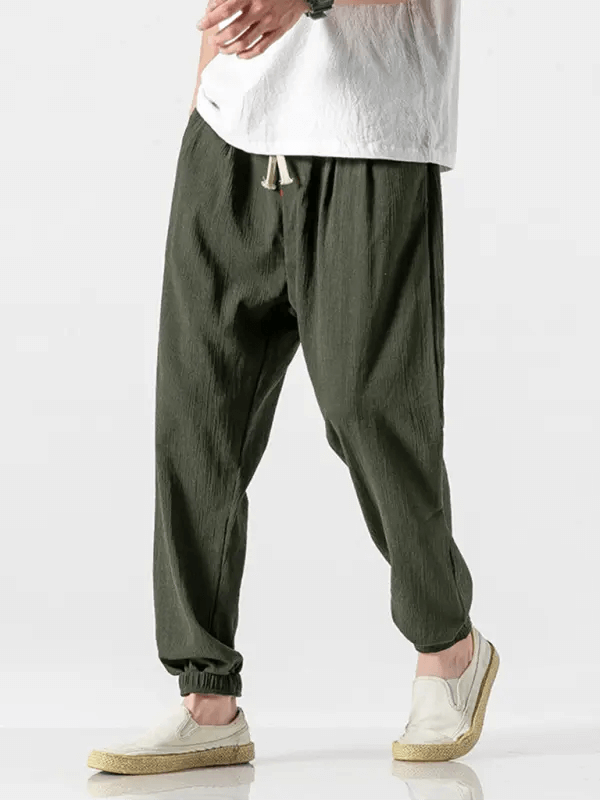 Men's Linen Pants Fashion Haren Pants Drawstring Pants kakaclo