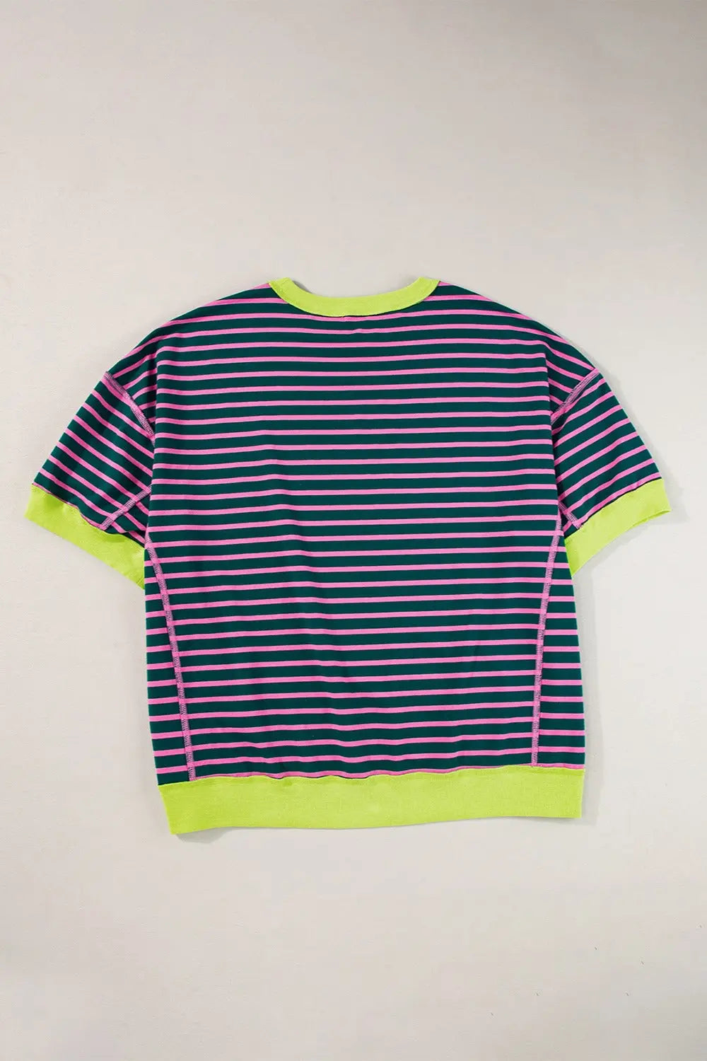 Striped Round Neck Half Sleeve T-Shirt Trendsi