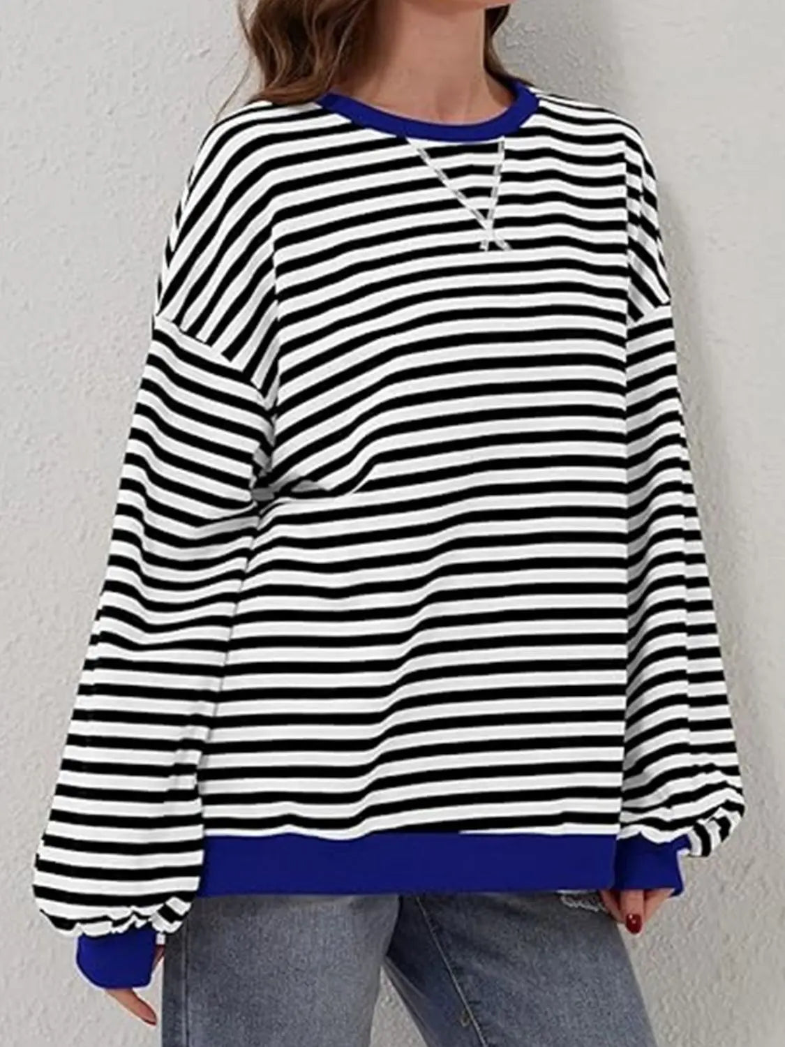 Striped Round Neck Long Sleeve T-Shirt Trendsi