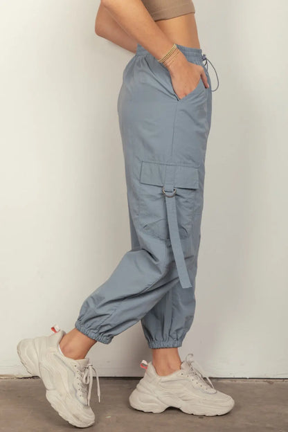 VERY J Elastic Waist Woven Cargo Pants Trendsi