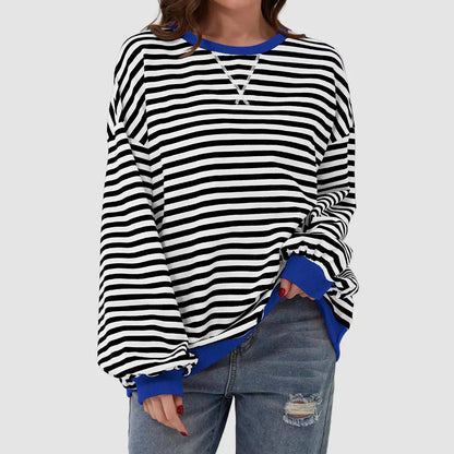 Striped Round Neck Long Sleeve T-Shirt Trendsi