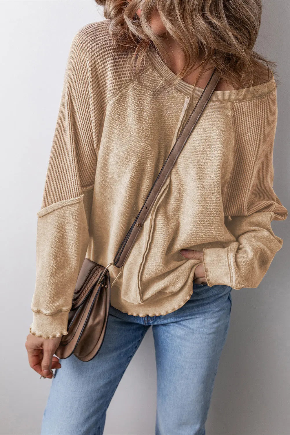 Round Neck Long Sleeve Sweatshirt Trendsi