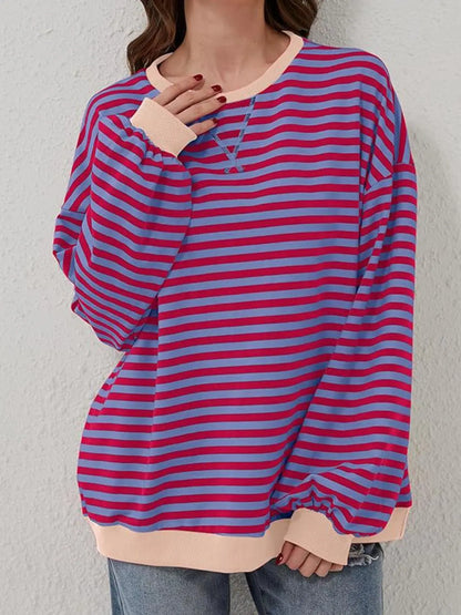 Striped Round Neck Long Sleeve T-Shirt Trendsi