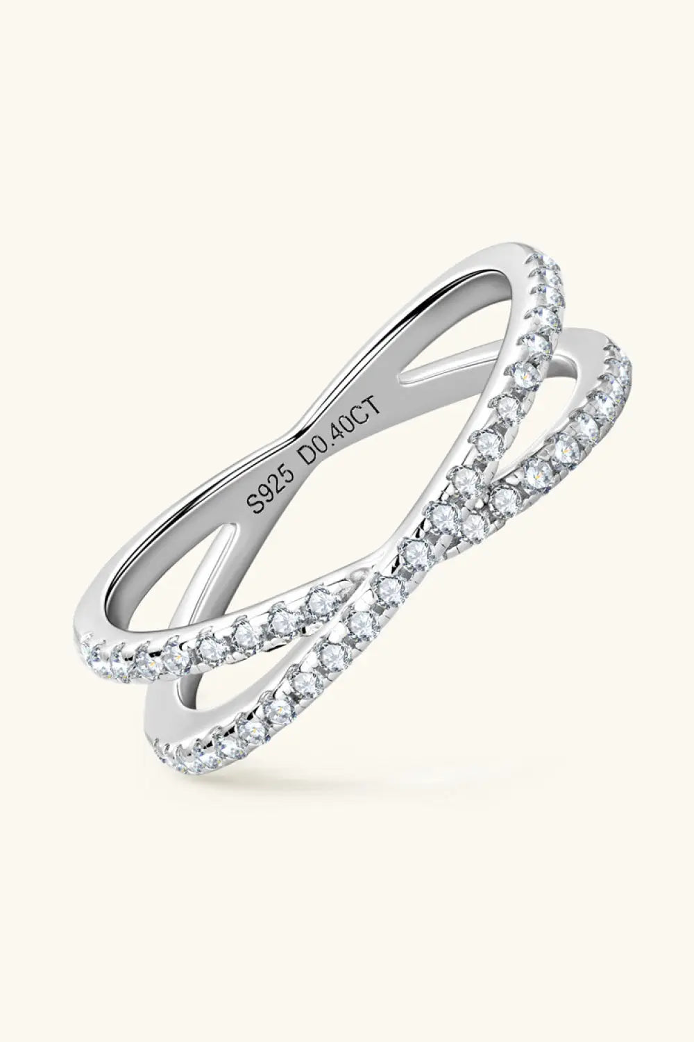 Moissanite 925 Sterling Silver Crisscross Ring Trendsi