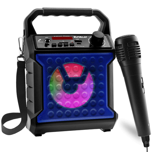 Risebass Portable Karaoke Machine with Microphone - Home Karaoke System with Party Lights for Kids and Adults - Rechargeable USB Speaker Set with FM Radio, SD/TF Card Support, and AUX-in Zendrop