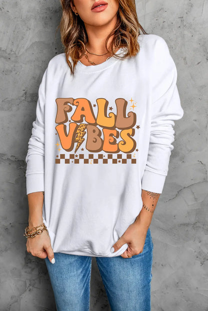 Letter Graphic Round Neck Long Sleeve Sweatshirt Trendsi