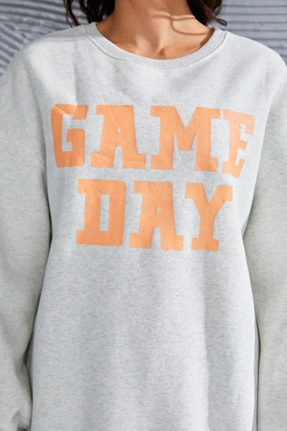 GAME DAY Long Sleeve Round Neck Sweatshirt Trendsi