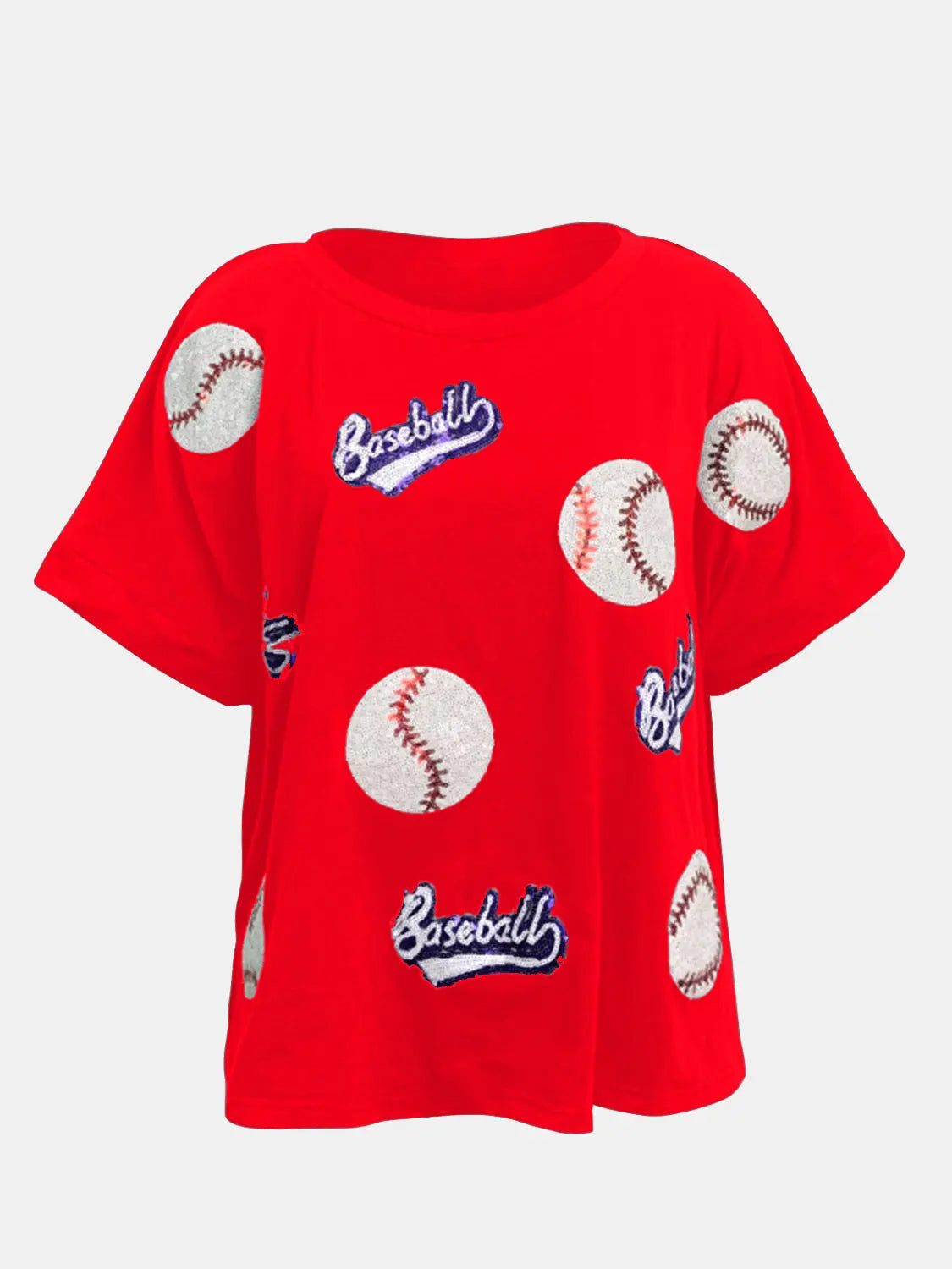 Baseball Round Neck Half Sleeve T-Shirt Trendsi