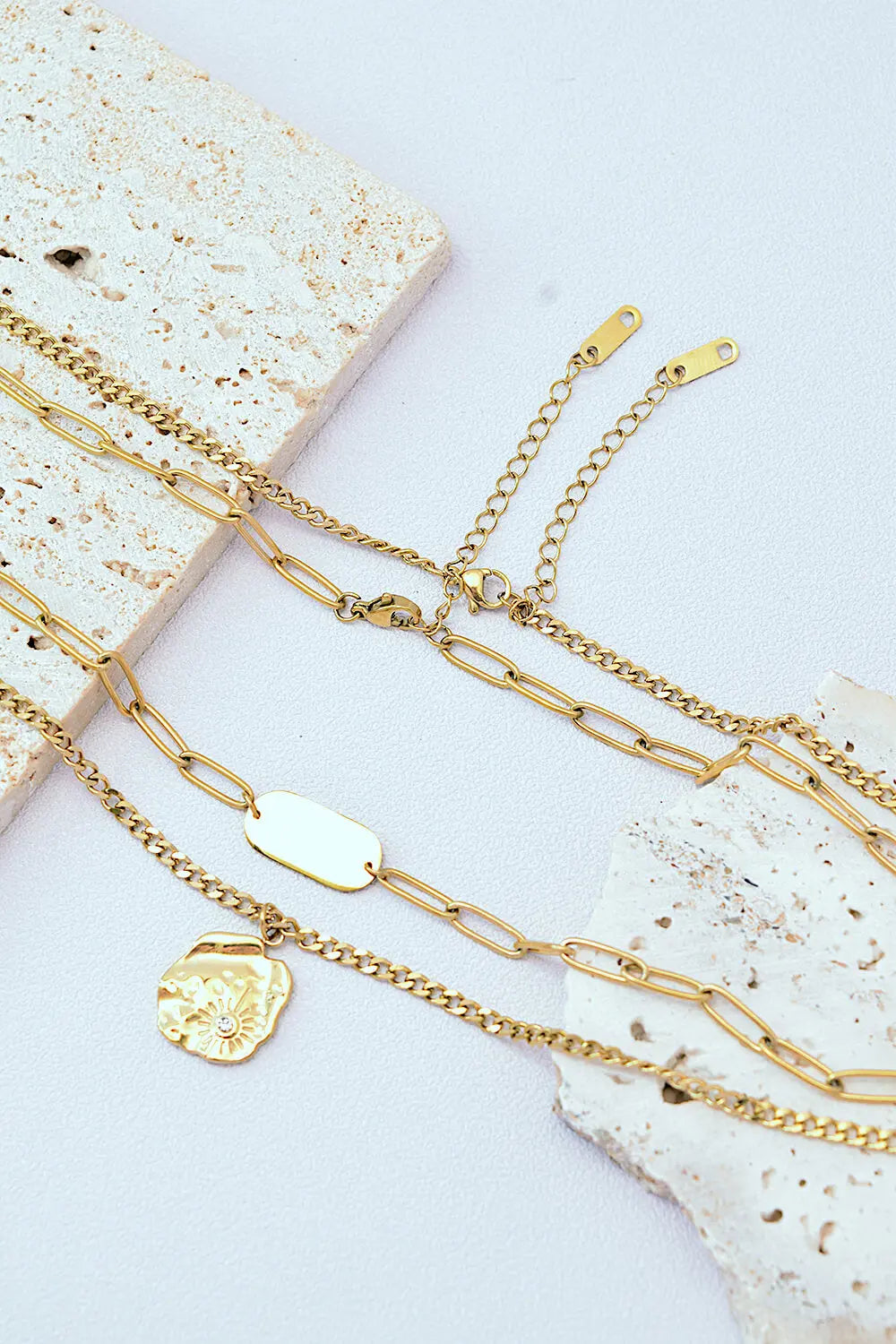 Gold-Plated Double-Layered Pendant Necklace Trendsi