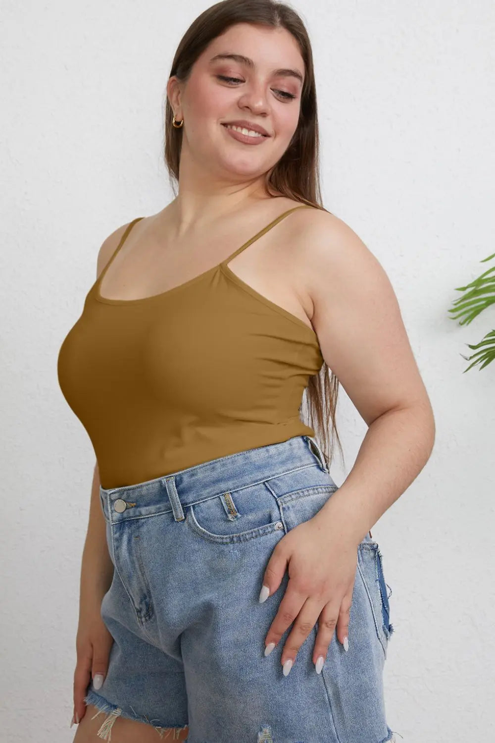 Basic Bae Full Size Round Neck Slim Cami Trendsi