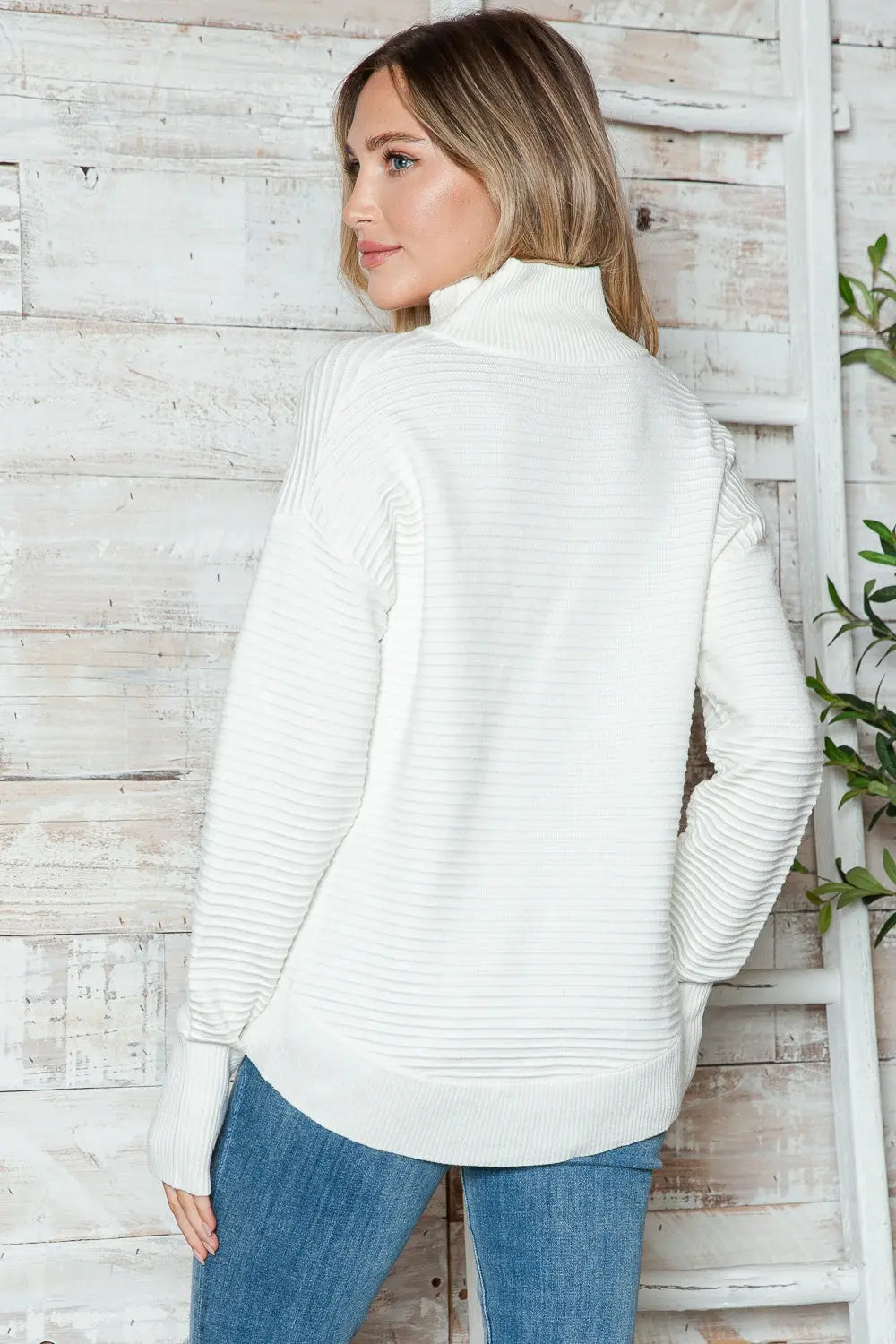 Half Zip Long Sleeve Knit Top Trendsi