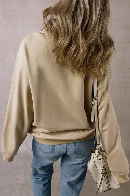 Round Neck Long Sleeve Sweatshirt Trendsi