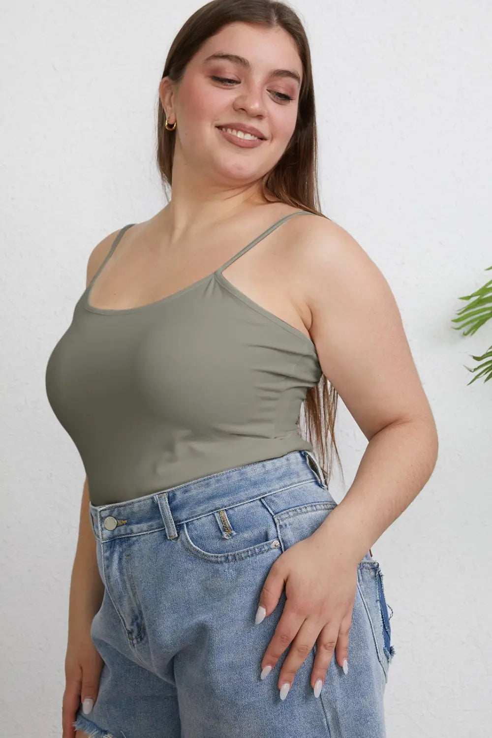 Basic Bae Full Size Round Neck Slim Cami Trendsi