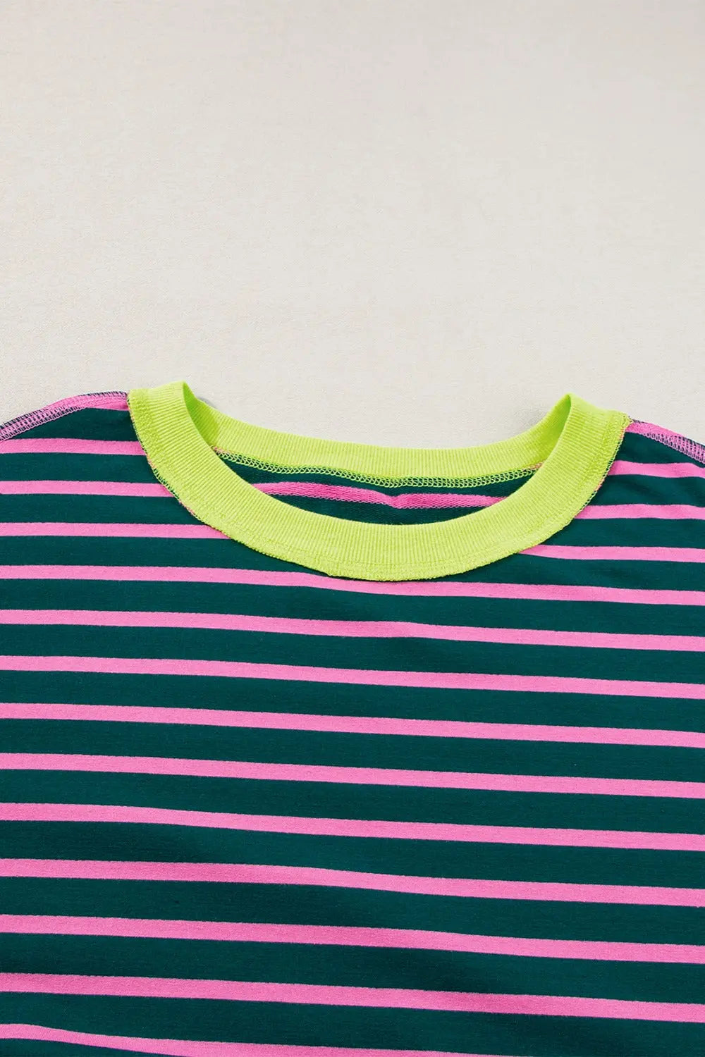 Striped Round Neck Half Sleeve T-Shirt Trendsi