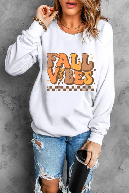 Letter Graphic Round Neck Long Sleeve Sweatshirt Trendsi