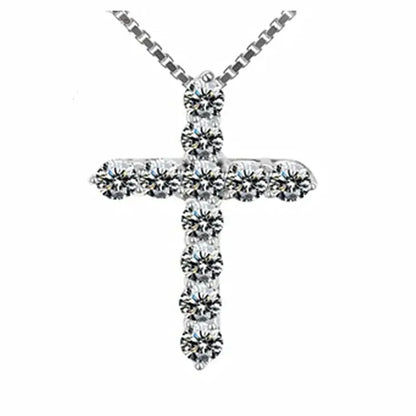 Crystal Cross Pendant Silver Chain Necklace - Fashionable Women's Jewelry Gift Zendrop