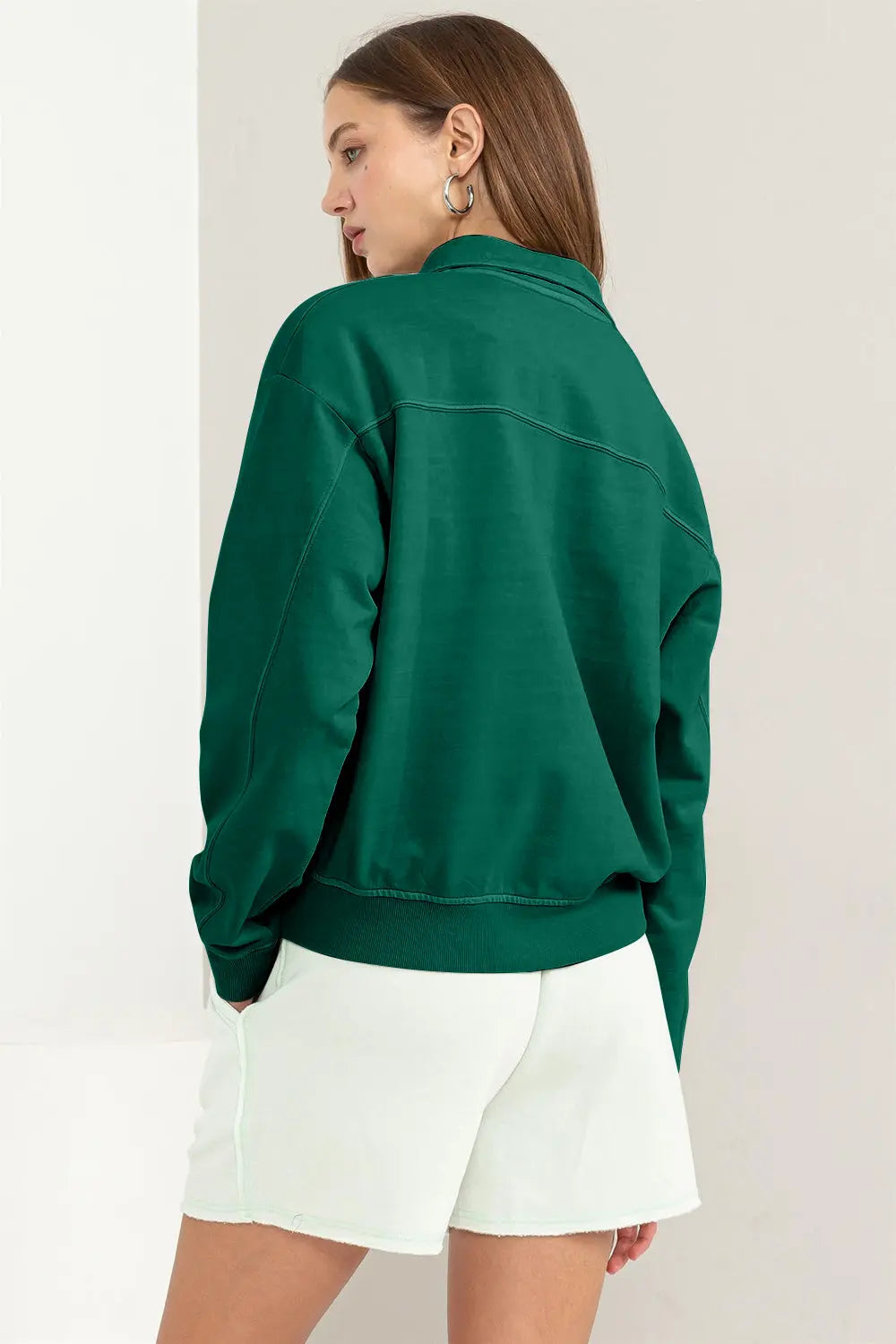 HYFVE Half Zip Drop Shoulder Sweatshirt Trendsi