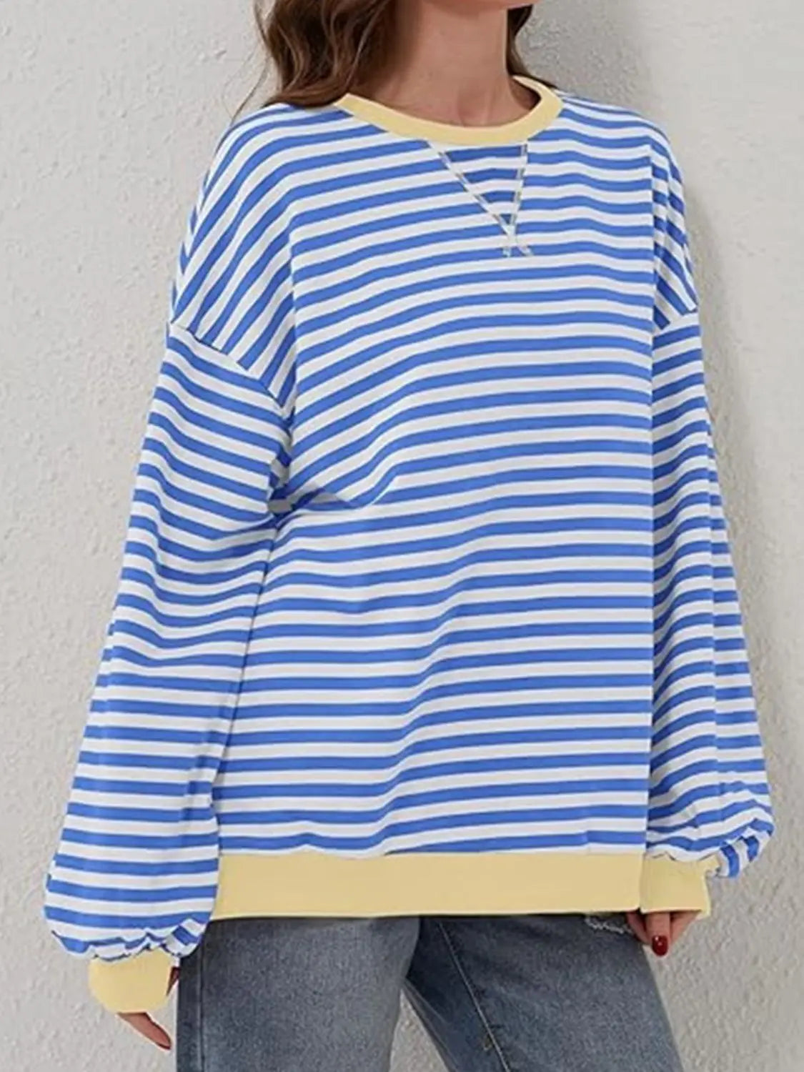 Striped Round Neck Long Sleeve T-Shirt Trendsi