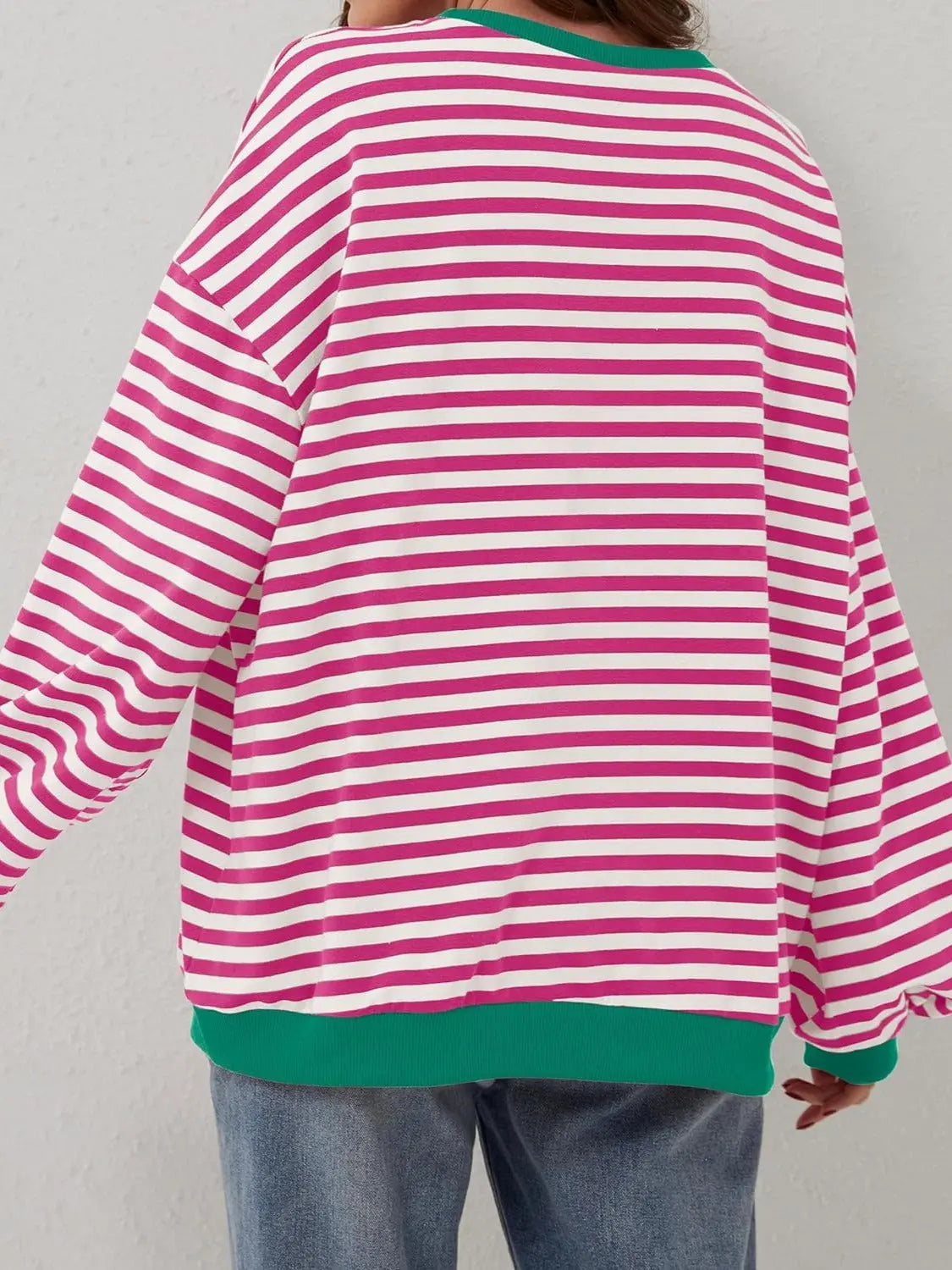 Contrast Striped Long Sleeve Sweatshirt Trendsi