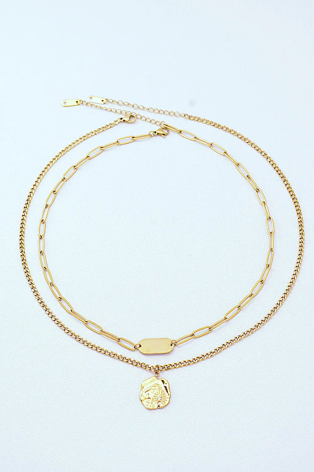 Gold-Plated Double-Layered Pendant Necklace Trendsi