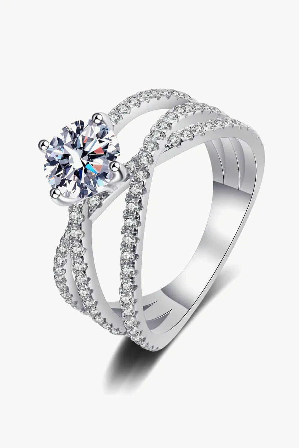 1 Carat Moissanite Crisscross Ring Trendsi