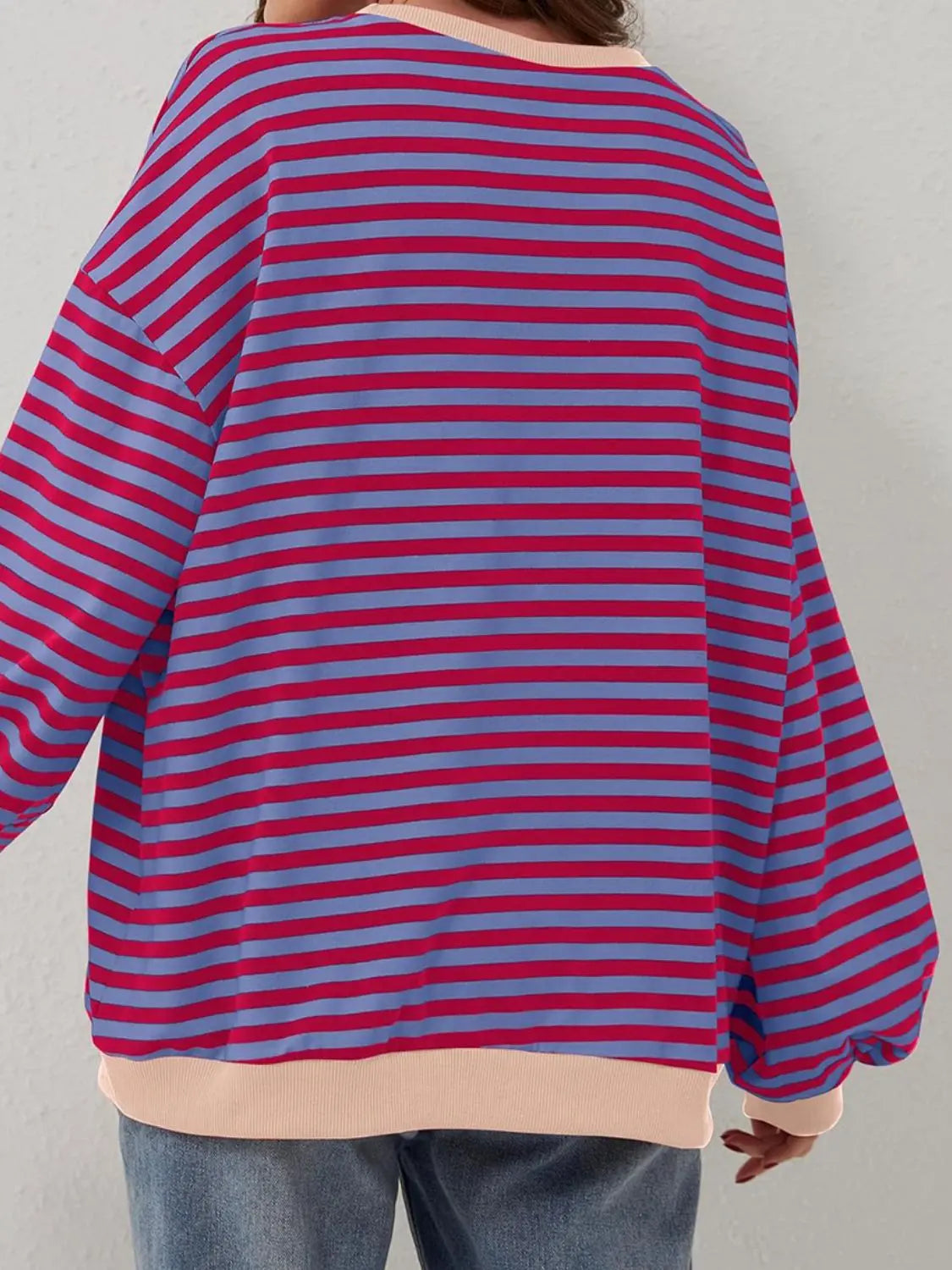 Striped Round Neck Long Sleeve T-Shirt Trendsi