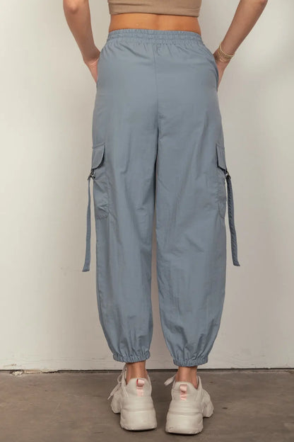 VERY J Elastic Waist Woven Cargo Pants Trendsi