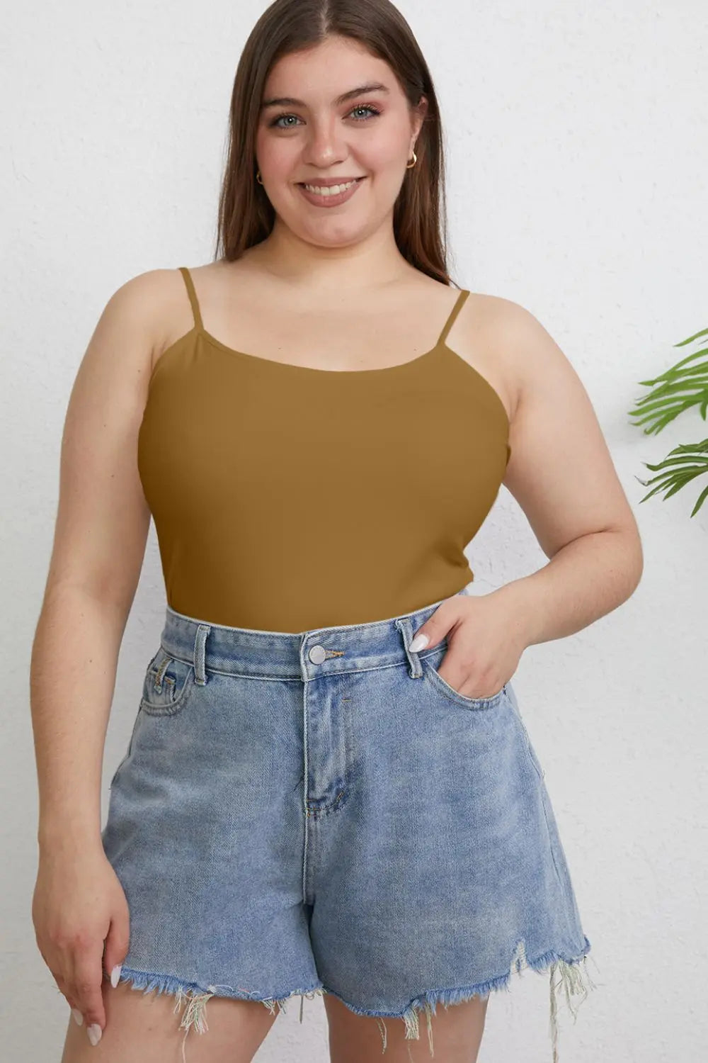 Basic Bae Full Size Round Neck Slim Cami Trendsi