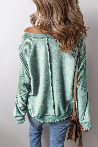 Round Neck Long Sleeve Sweatshirt Trendsi