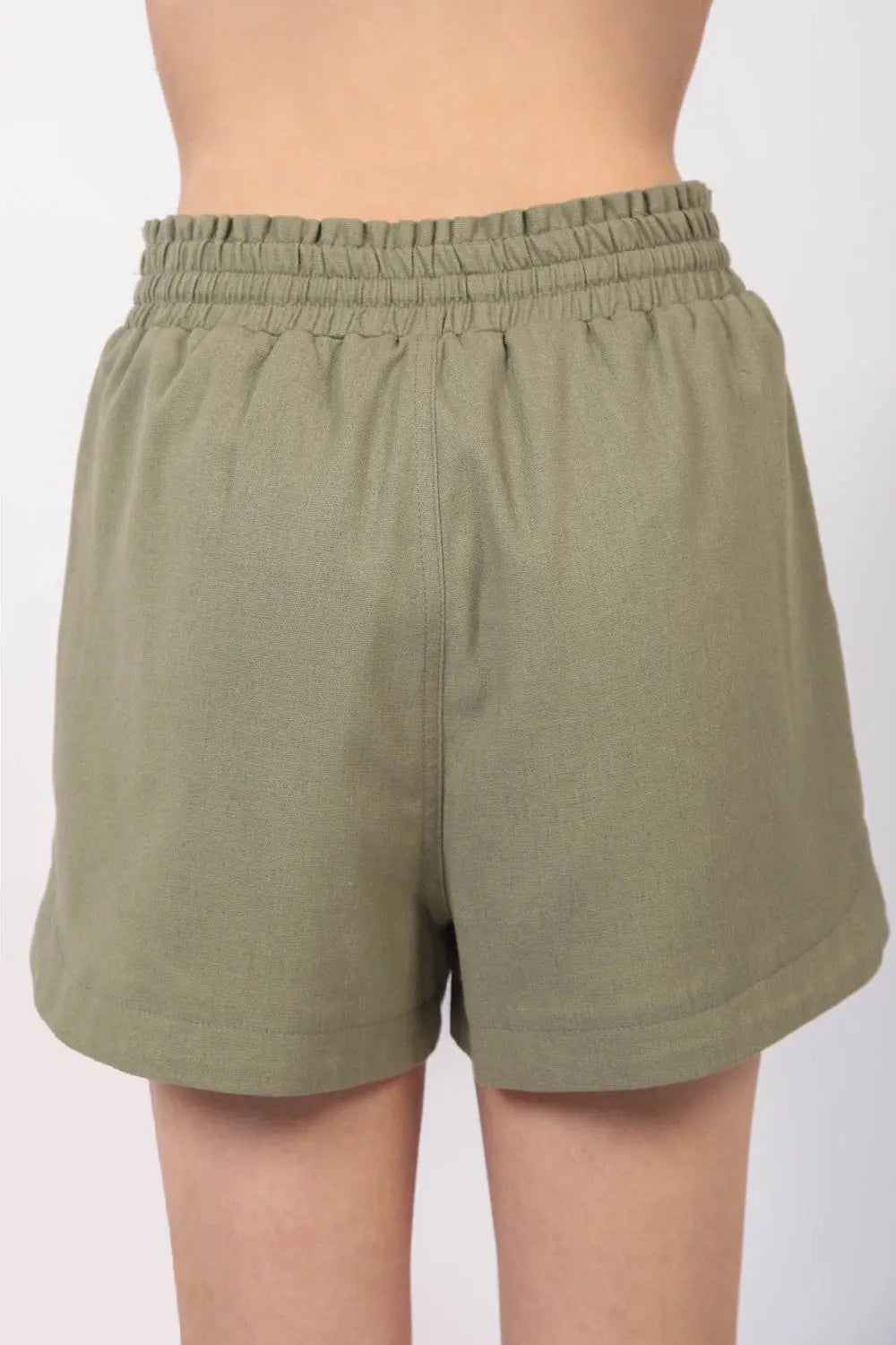 VERY J Drawstring Elastic Waist Linen Shorts Trendsi