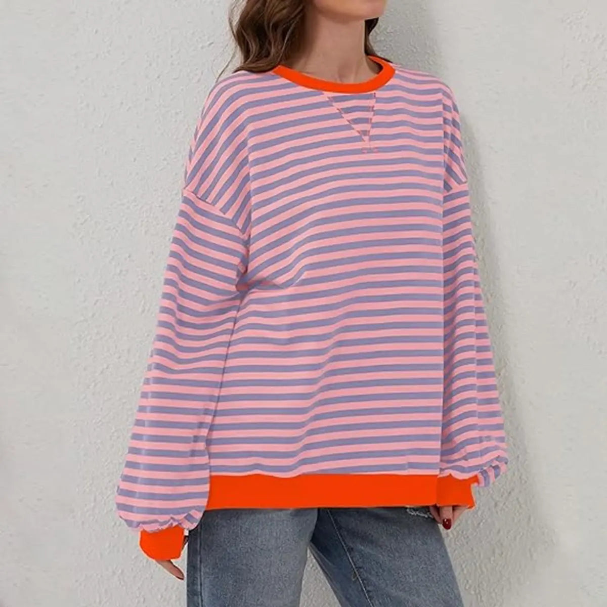 Striped Round Neck Long Sleeve T-Shirt Trendsi