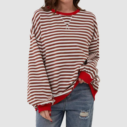 Striped Round Neck Long Sleeve T-Shirt Trendsi