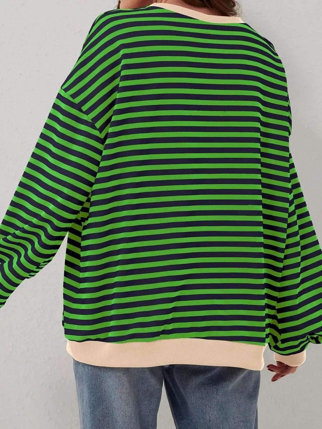 Contrast Striped Long Sleeve Sweatshirt Trendsi