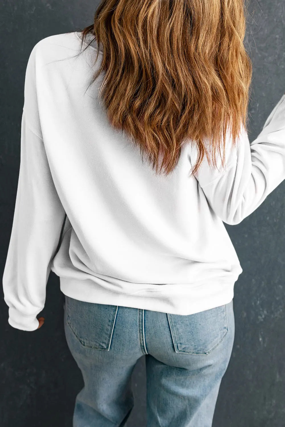 Letter Graphic Round Neck Long Sleeve Sweatshirt Trendsi