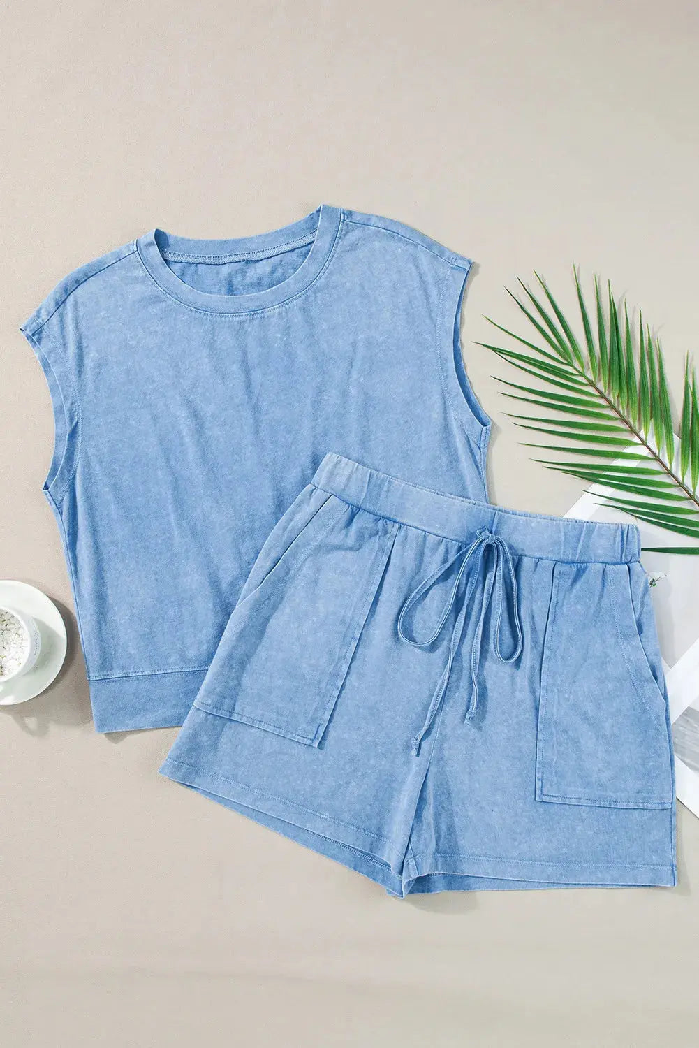 Round Neck Short Sleeve Top and Shorts Set Trendsi