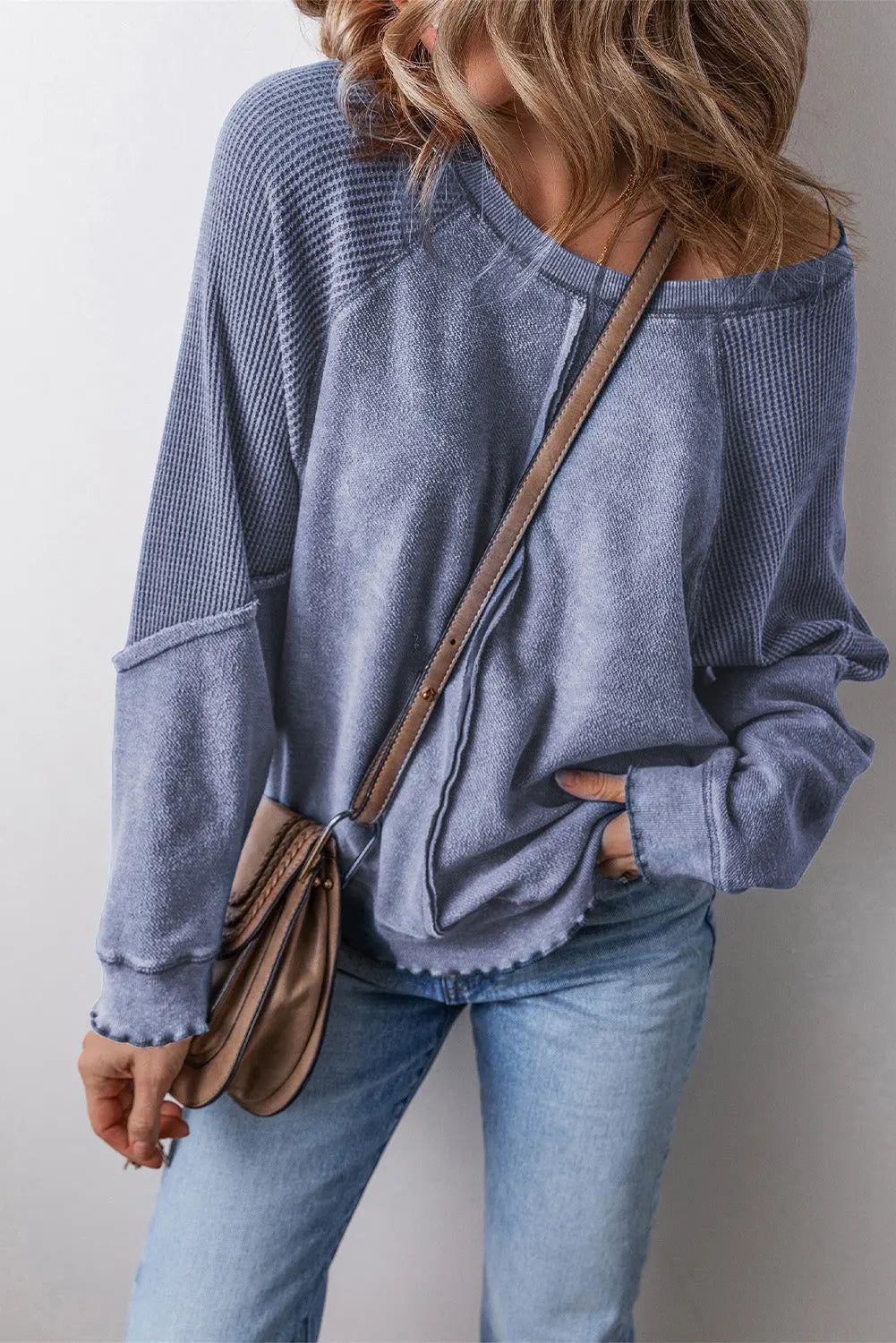 Round Neck Long Sleeve Sweatshirt Trendsi