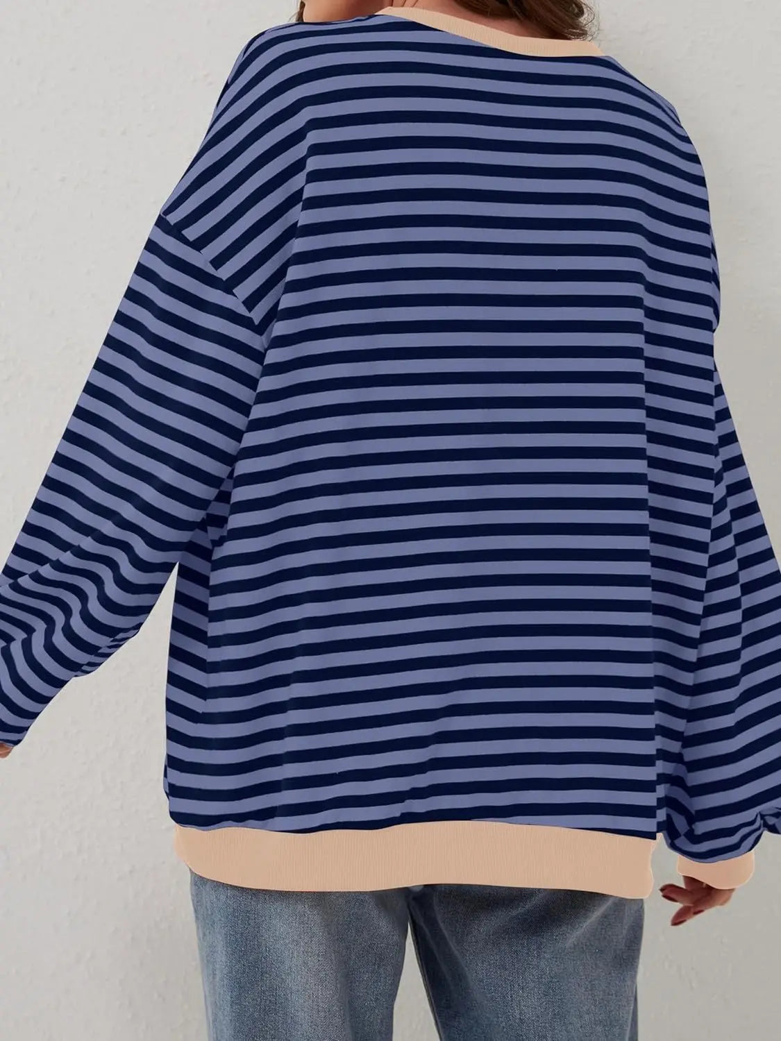 Contrast Striped Long Sleeve Sweatshirt Trendsi