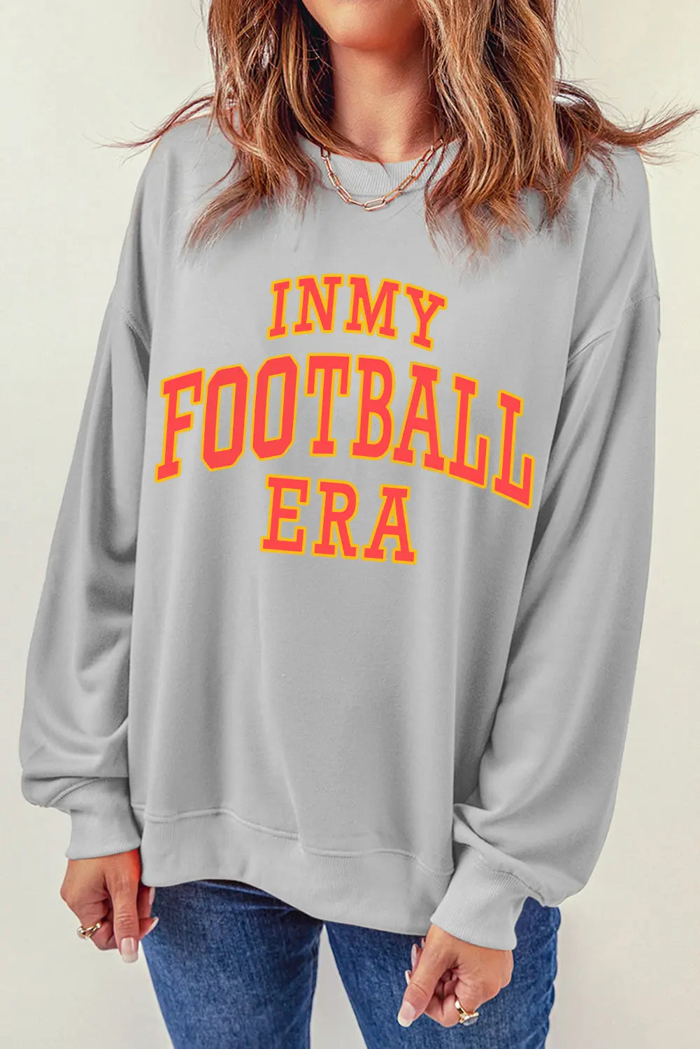 IN MY FOOTBALL ERA Round Neck Sweatshirt Trendsi