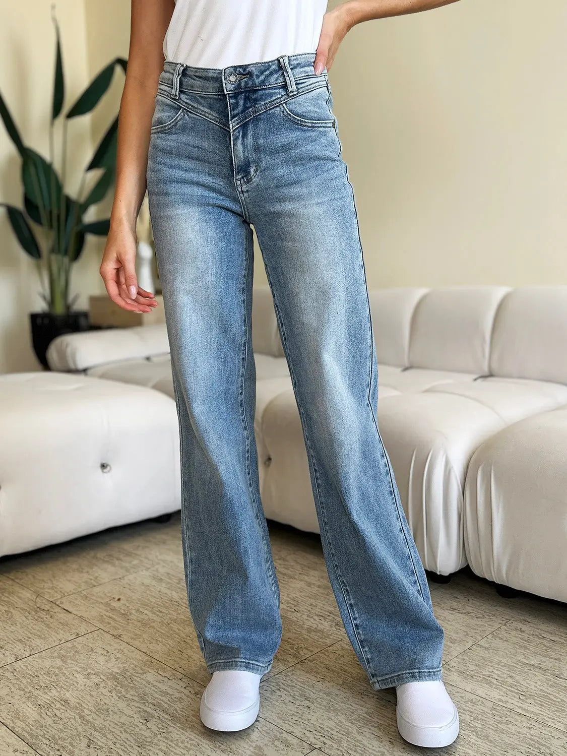 Judy Blue Full Size High Waist Wide Leg Jeans Trendsi