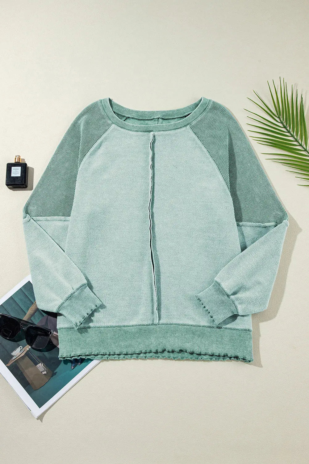 Round Neck Long Sleeve Sweatshirt Trendsi