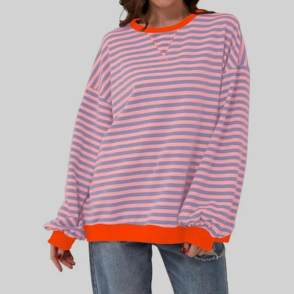 Striped Round Neck Long Sleeve T-Shirt Trendsi